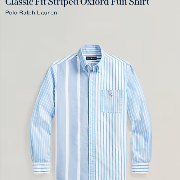 Polo Ralph Lauren Classic Fit Striped Oxford Fun Shirt  Mens Size XXL Blue White - Picture 3 of 10